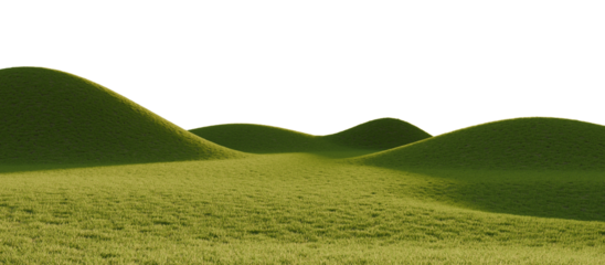 Hills with grass on a transparent background. 3D rendering.	
