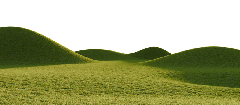 Hills with grass on a transparent background. 3D rendering.	
 - Powered by Adobe