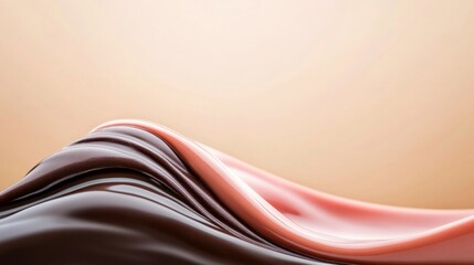 Abstract wavy fabric in soft brown and pink tones with smooth texture and gentle folds on a neutral background