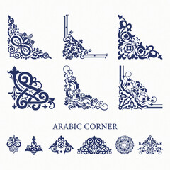 Arabic corner design elements collection elegant classic curves symmetry