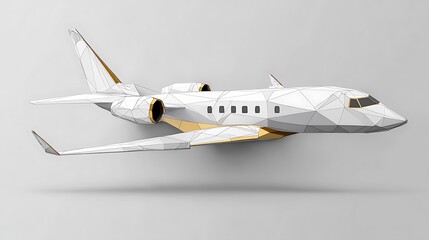 Low-Poly 3D Render of a Private Jet Against a Neutral Background AI Generated