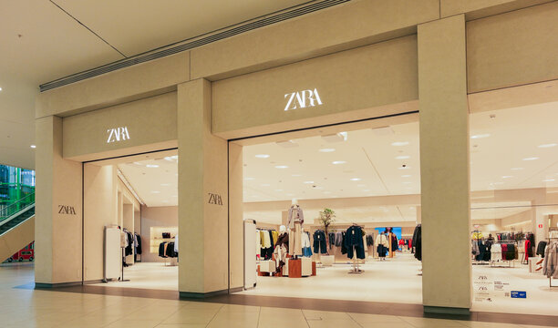 Almaty, Kazakhstan - February 19, 2025: Entrance to the Zara store