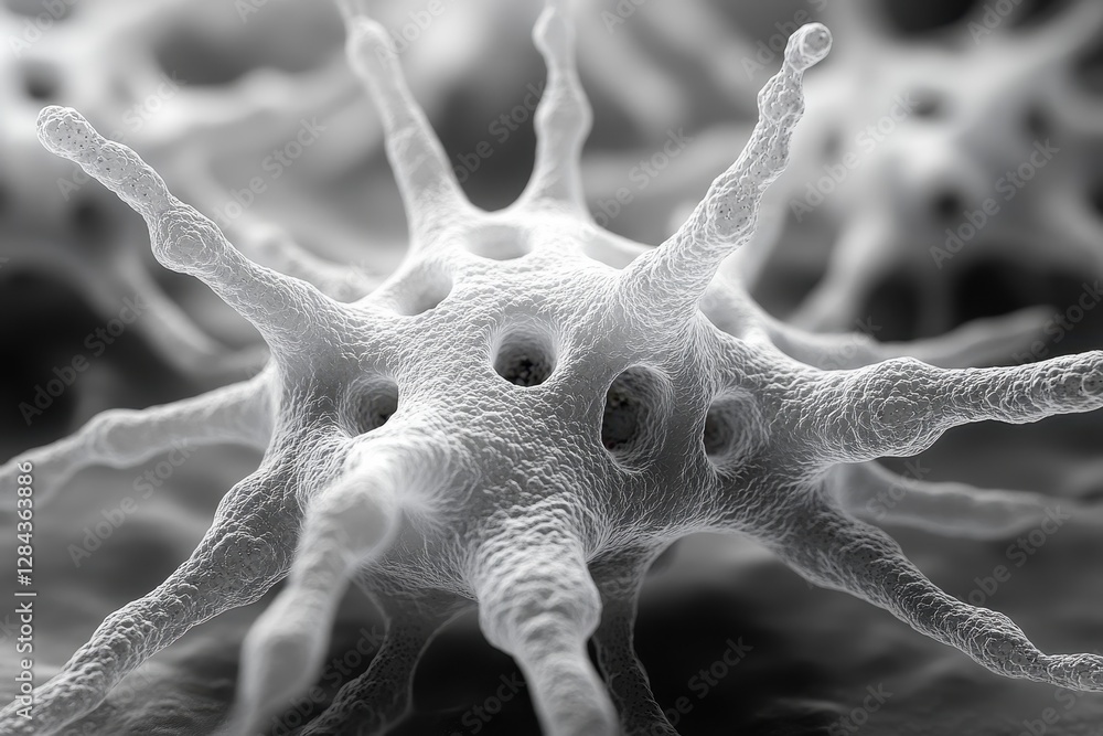 Aufkleber intricate microscopic view of bacterial cells showcasing unique shapes and textures under high magni