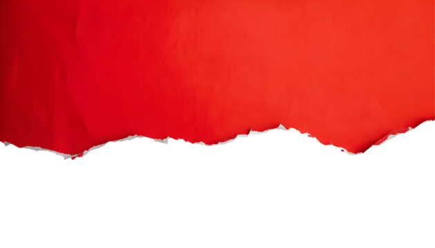 Red Paper Torn Above on a Transparent Background