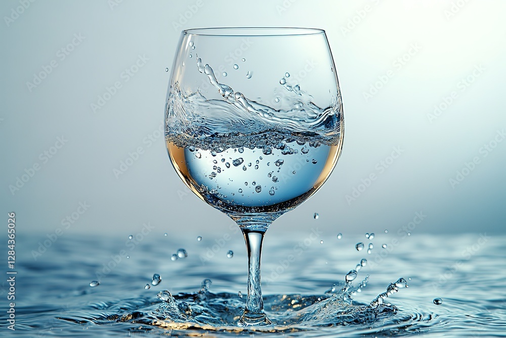 Poster glass of water splashing a refreshing and invigorating image of pure hydration the clear liquid is c