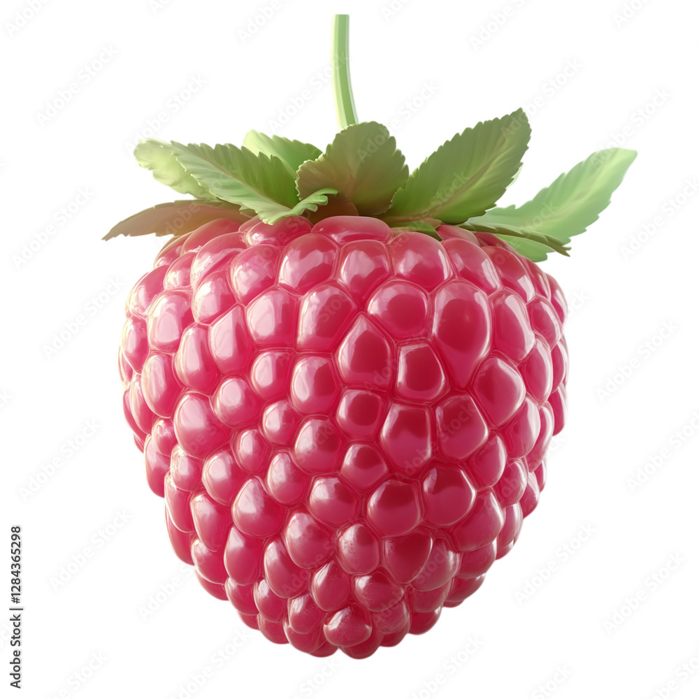 Poster raspberry realistic 3d isolated on transparent background. generative ai