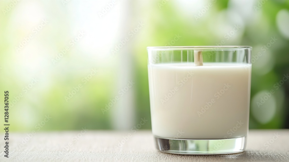 Poster Sleek and modern scented candle placed in a glass jar casting a warm and inviting glow in a cozy environment : Generative AI