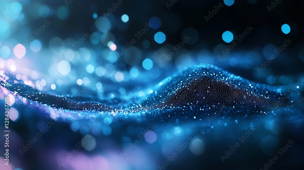 Poster dynamic abstract of vibrant blue and purple waves of light creating a dreamlike atmosphere : generat