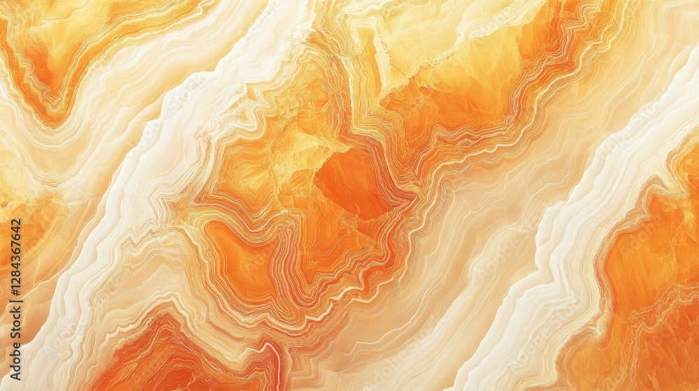 Poster abstract orange and white marble texture with wavy patterns and layers