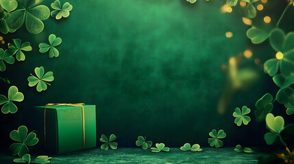 Shamrock Celebration, vibrant green backdrop adorned with shamrocks, ideal for St. Patrick's Day festivities, offers ample space for personalized messages or greetings.