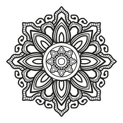 Circular pattern in form of mandala for Henna, Mehndi, tattoo, decoration. Decorative ornament in ethnic oriental style.