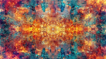Colorful geometric abstract pattern with vibrant symmetrical design