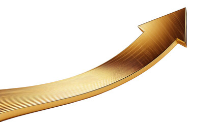 3d Gold up arrow, isolated on white or transparent background. AI
