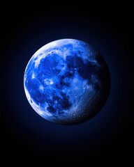 Fototapeta premium Stunning blue moon glowing in a dark night sky, capturing the beauty of nature's wonders.