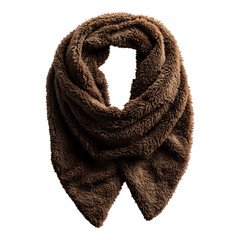 A Faux Shearling Scarf in Brown Isolated on Transparent Background