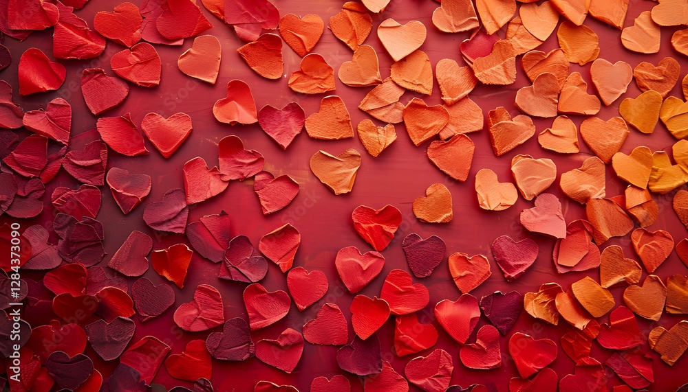 Poster valentine's day background with red hearts on bokeh background