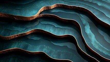 The Serpentine Azure Water Texture With Metallic Golden Edges
