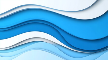 Serene Blue and White Paper Cut Wave Illustration AI Generated