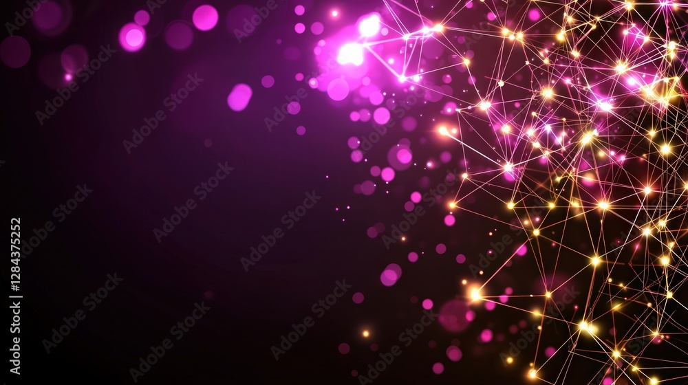 Poster abstract purple bokeh background with sparkling lights and shimmering effects