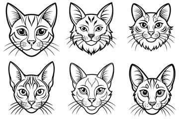 cat head line art on white background