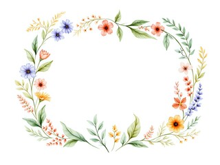 Fototapeta premium Elegant floral frame with colorful blossoms and greenery