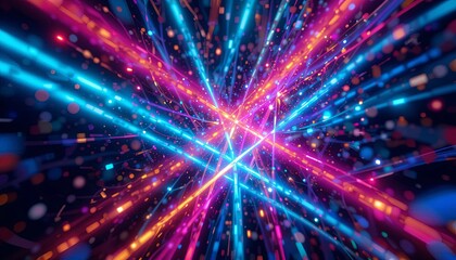 Obraz premium Dynamic light trails digital space abstract art vibrant environment aerial view energy concept