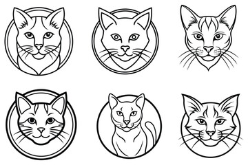 cat logo line art vector design