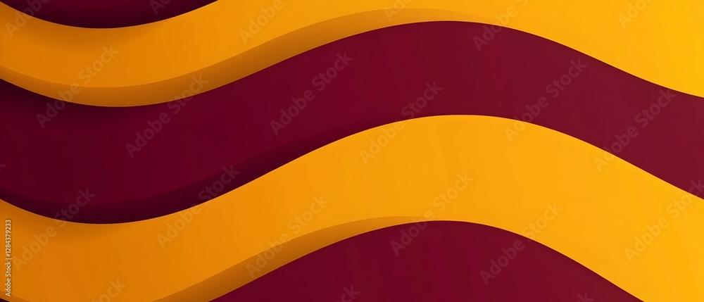Poster a yellow and red striped background with a wave pattern