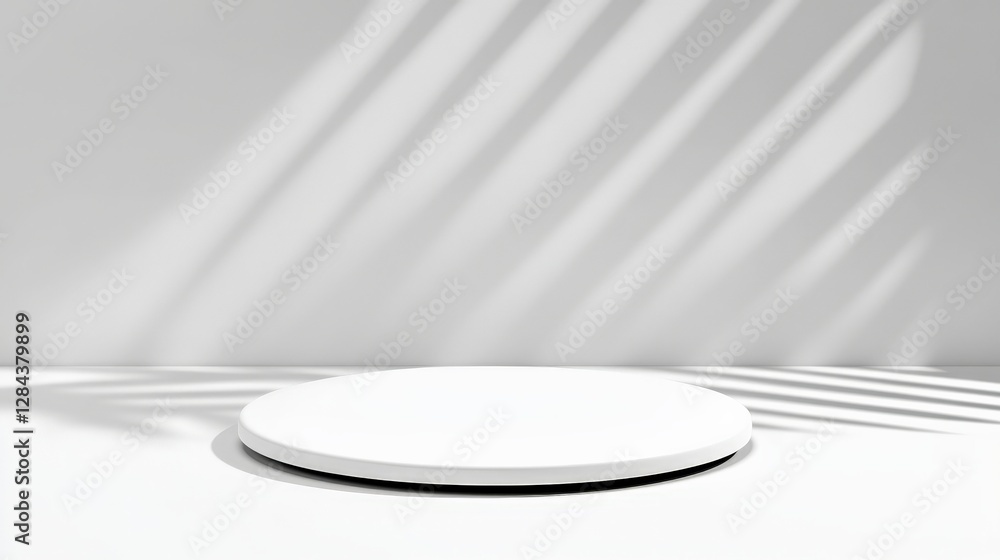 Poster minimalist display stand with soft shadows on white background