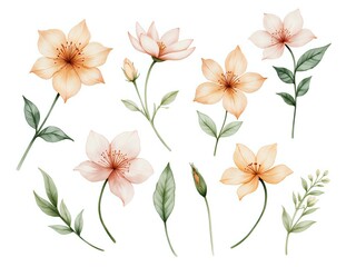 Fototapeta premium A delicate arrangement of soft peach blooms and lush greenery