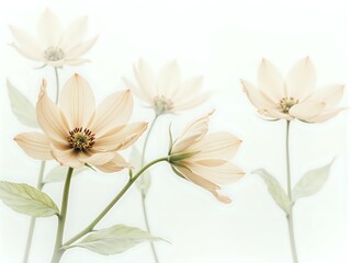 Delicate cream flowers against a soft, ethereal background