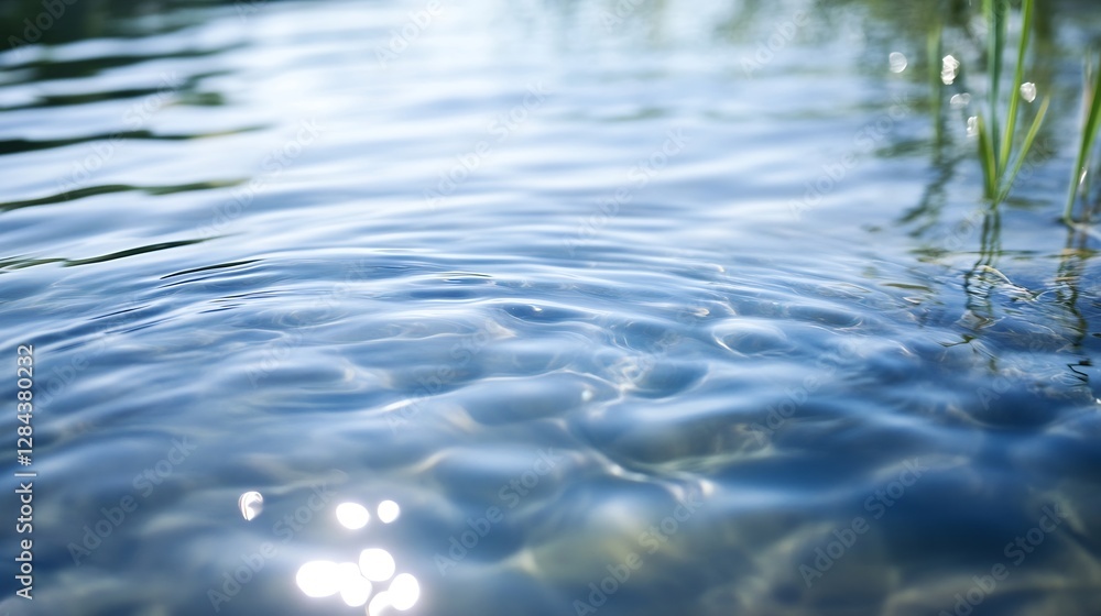 Poster rippling water surface reflecting sunlight with a serene and tranquil mood in a nature setting : gen