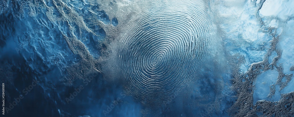 Poster abstract blue pattern with central spiral swirl in textured surface