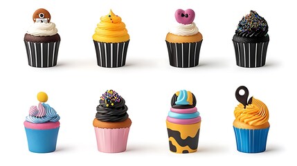 Delightful Decorated Cupcakes: A Close-Up Collection AI Generated