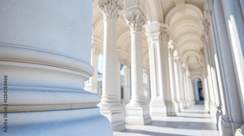 Aufkleber Elegant Architectural Columns with Intricate Details Reflecting Light in a Beautiful Setting : Generative AI