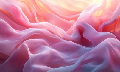 Obraz premium Soft, flowing pink fabric draped in warm light