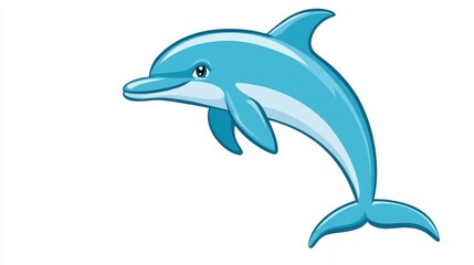 Obraz premium A bright blue dolphin swims gracefully through clear water, demonstrating its playful and friendly character. The animal's sleek form is highlighted by a shining surface