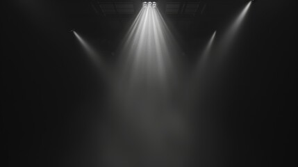 Empty, dark room with spotlights. Black background with light. Perfect for mockup and product presentation.
