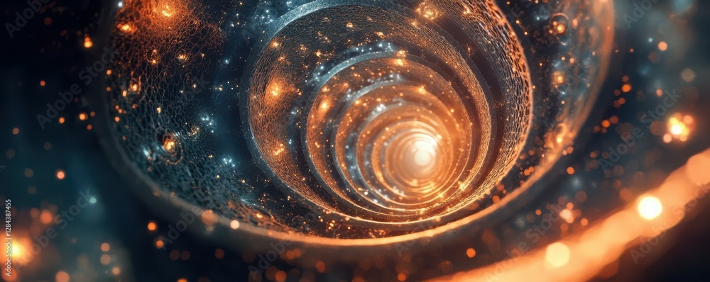 Poster abstract vortex with glowing lights in a spiral pattern