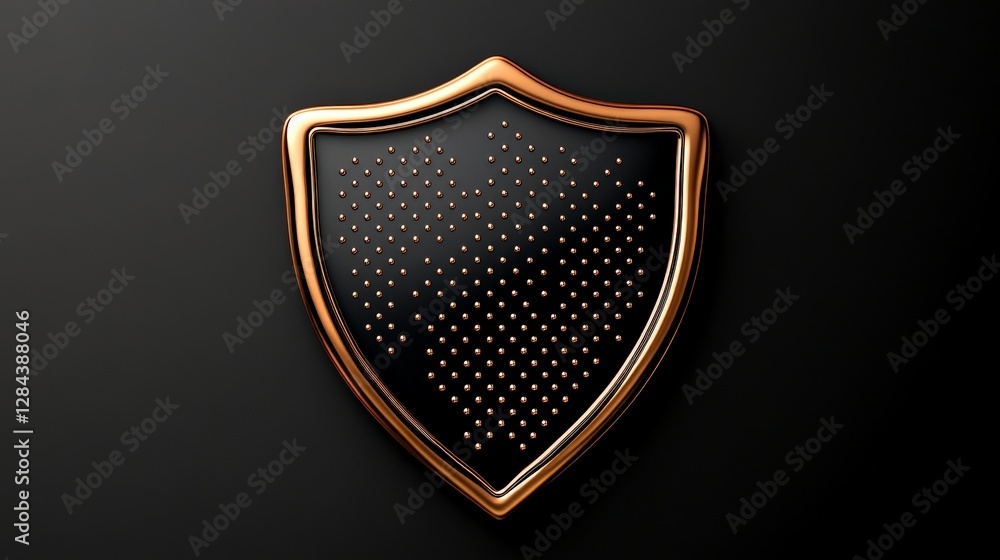 Poster elegant shield icon with dotted pattern and glossy finish