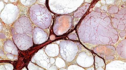 High-magnification view of blood splatter revealing intricate details in biological samples