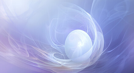 Eteryczna kula otoczona delikatnymi fioletowymi mgiełkami.