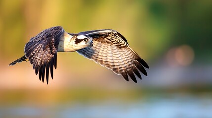 Fototapeta premium Majestic osprey in flight with wings extended showcasing nature's beauty : Generative AI