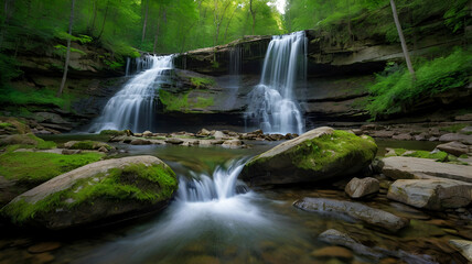 Fototapeta premium small waterfall in the forest