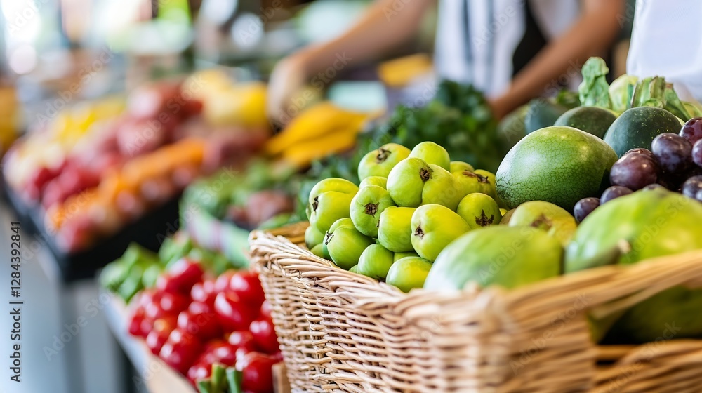 Aufkleber fresh and colorful assortment of fruits and vegetables in a vibrant market display : generative ai
