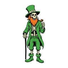 Irish Skeleton Leprechaun Clipart – St. Patrick’s Day Skeleton Art | Celtic Skull Illustration

