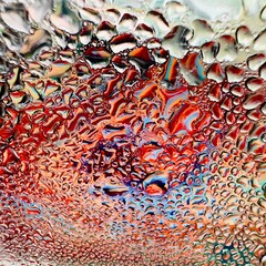 Close-up of water drops on metal surface in high resolution showing condensation of water droplets...