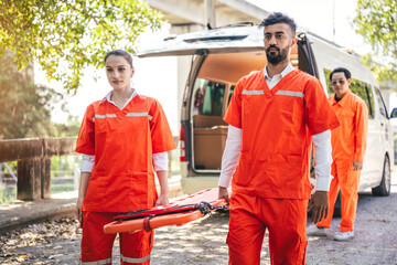 Rescue operations team responding to urgent accident scene with coordinated effort, paramedics delivering immediate aid and resuscitation to save lives in critical moments