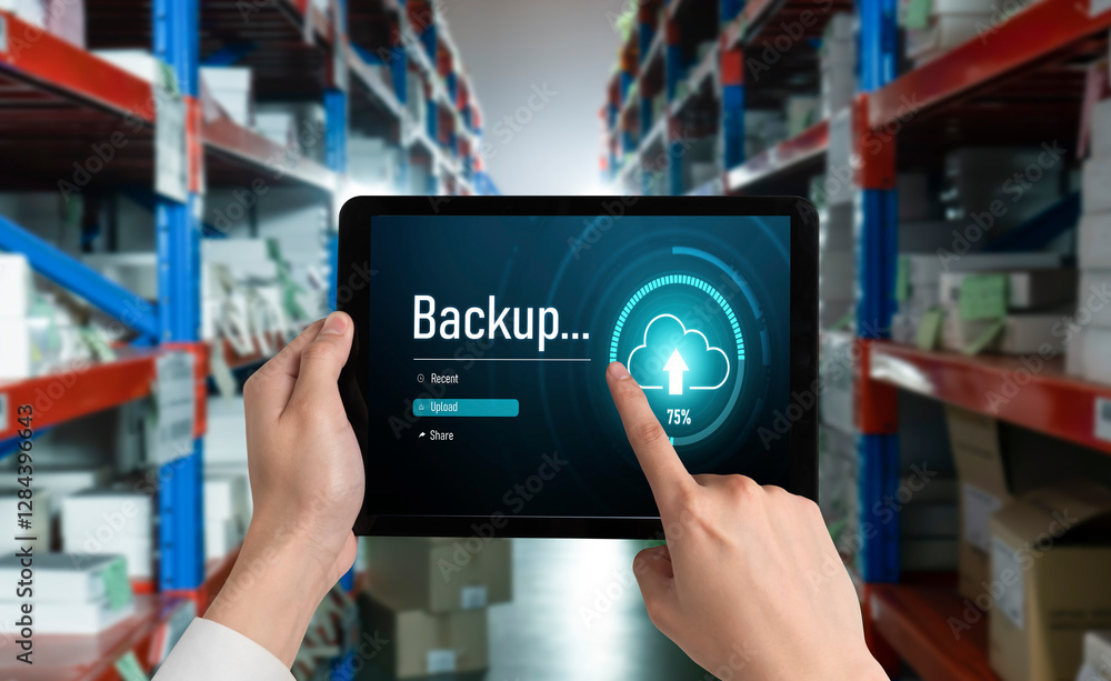 Poster backup storage data internet technology business concept. database storage cloud technology file dat
