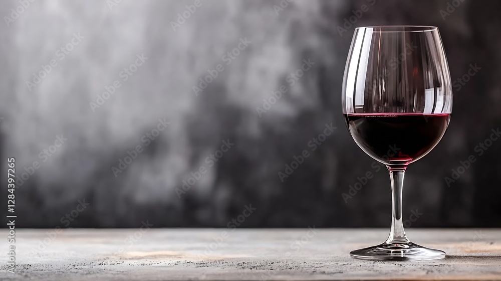 Poster elegant glass of red wine on a rustic wooden table with blurred background textures : generative ai